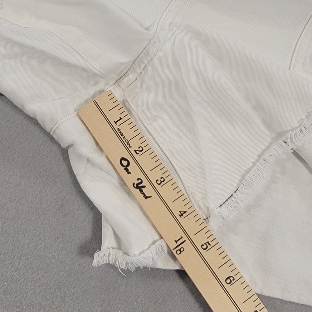 Aerie Denim Shorts High‎ Rise Raw Hem White Lightweight Women's XL Summer Casual - Picture 6 of 8